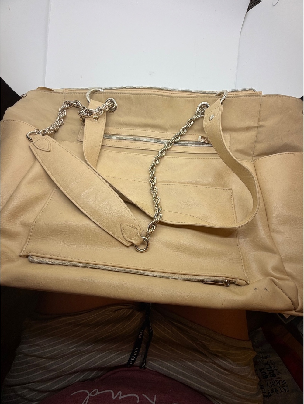 BÉIS The Diaper Bag Beige Tan Convertible Baby Bag w/ Changing Pad & Accessories